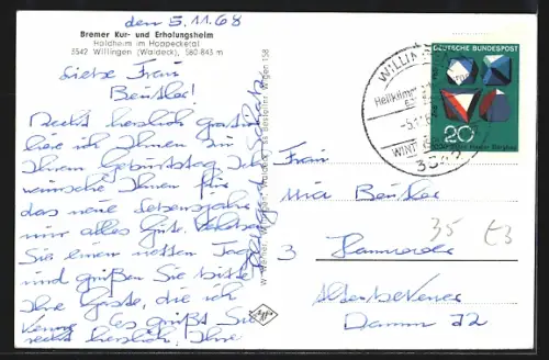 AK Willingen / Waldeck, Bremer Kur- und Erholungsheim, Ansicht gegen den Wald