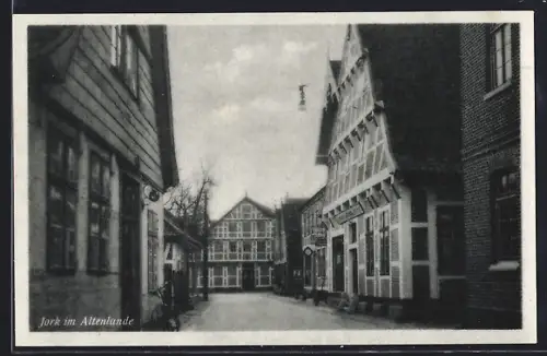 AK Jork im Altenlande, Fachwerkhäuser in der Ortsmitte