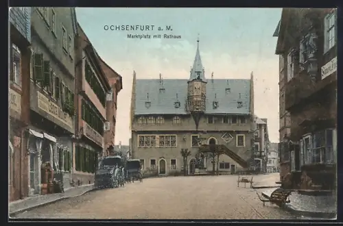 AK Ochsenfurt a. M., Marktplatz mit Rathaus