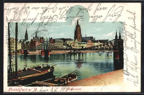 AK Alt-Frankfurt, Totalansicht, Brücke, Dom