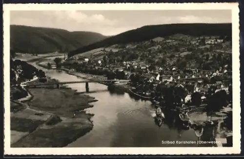 AK Karlshafen /Oberweser, Flusslandschaft und Stadtansicht