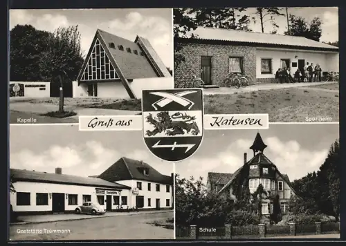 AK Katensen / Uetze, Kapelle, Schule, Gaststätte Trümmann