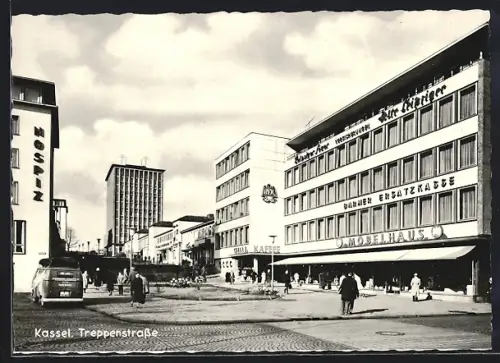AK Kassel, Treppenstrasse mit Geschäften