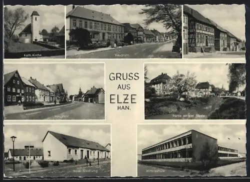 AK Elze /Han., Hauptstrasse, Mittelschule, Neue Siedlung