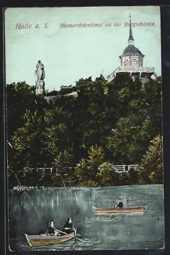 AK Halle a. S., Bismarckdenkmal an der Bergschänke