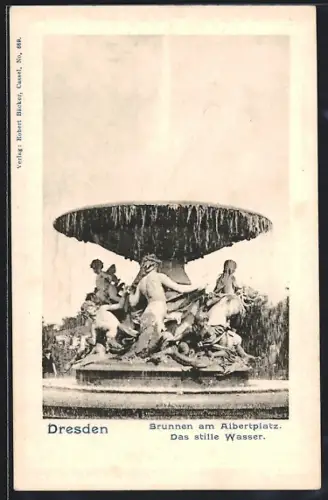 AK Dresden-Neustadt, Brunnen am Albertplatz