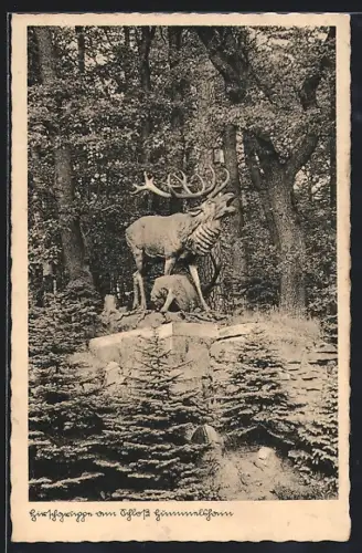 AK Hummelshain, Schloss, Hirschgruppe