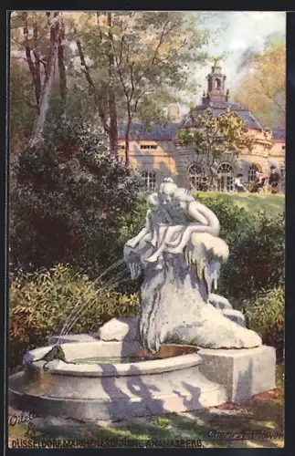 Künstler-AK Charles F.Flower: Düsseldorf, Märchenbrunnen u. Ananasberg