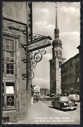 AK Dortmund, Am Alten Markt mit Blick auf die Reinoldikirche