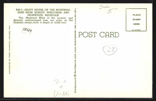 AK Ironwood, MI, Shaft House of the Montreal Mine, Bergbau