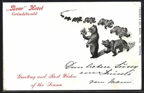 AK Grindelwald, Bear Hotel, Bären in einer Schlange