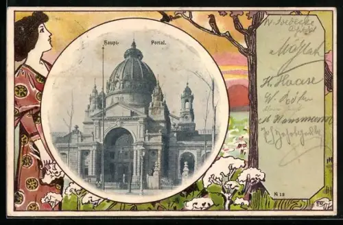 AK Dresden, Deutsche Bau-Ausstellung 1900, Haupt-Portal