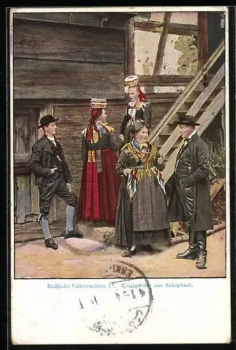 AK Schapbach, Bewohner der Ortschaft in Schwarzwälder Tracht