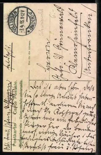 Lithographie O Schwarzwald, o Heimat..., Paar in Tracht