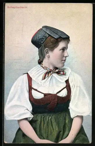 AK schönes Fräulein in Schapach-badischer Volkstracht