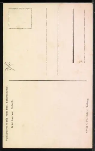 AK Gutach, Mädchen in badischer Tracht kommt eine Treppe herunter