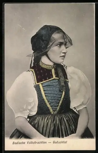 AK Junge Frau in Badischer Volkstracht