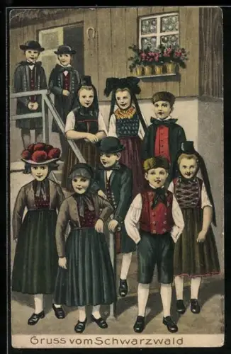 AK Kinder in verschiedenen Schwarzwälder Trachten
