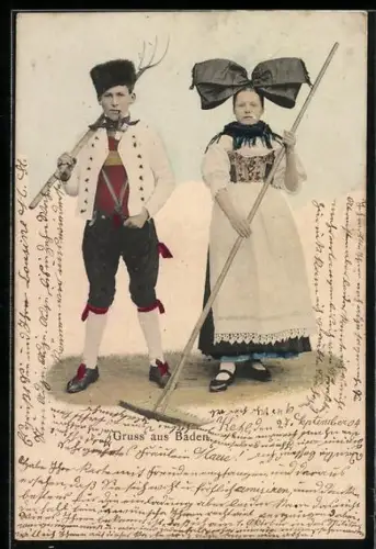 AK Baden, Junge und Mädchen in Schwarzwälder Tracht