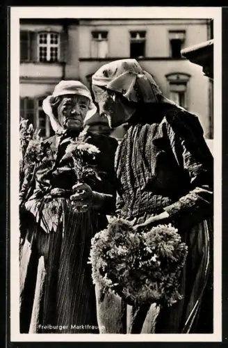 AK Freiburg, Freiburger Marktfrauen mit Blumen