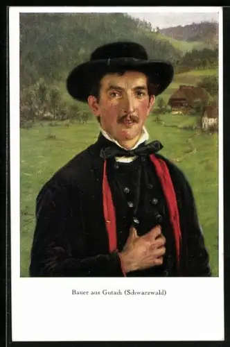 Künstler-AK Wilhelm Hasemann: Bauer aus Gutach in Schwarzwälder Tracht