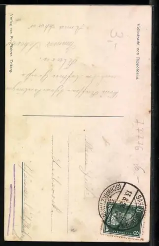 AK Frau in Schwarzwälder Tracht vor einem Haus