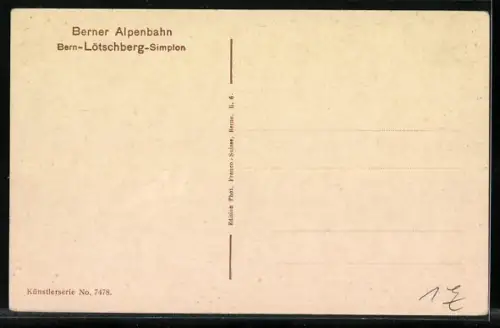 AK Lötschbergbahn am Kreis- u. Kehrtunnel beim Blausee, schweizer Eisenbahn