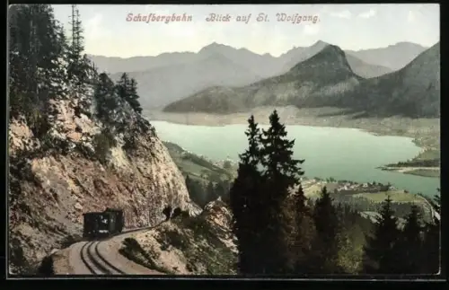 AK Schafbergbahn, Blick auf St. Wolfgang