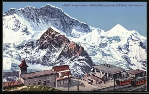 AK Jungfraubahn, Station Eigergletscher mit Jungfrau