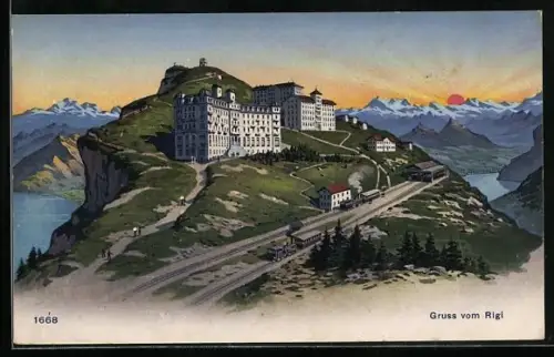 AK Rigi, Bergbahn mit Hotels