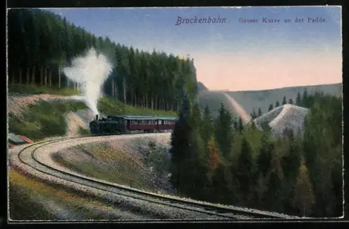 AK Brockenbahn in der Kurve an der Padde