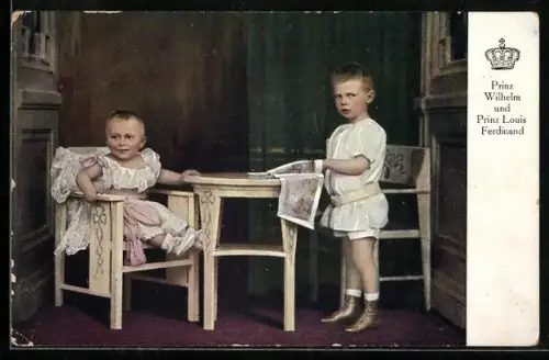 AK Prinz Louis Ferdinand und Prinz Wilhelm als Kleinkinder