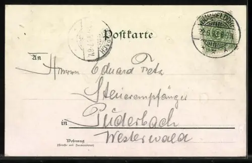 Lithographie Blumencorso, Geschmückte Kutschen mit festlich gekleideten Fahrern