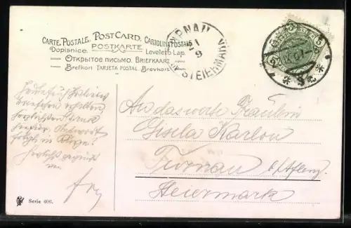 Künstler-AK M. Müller jun.: Rivalisierende Hirsche begegnen sich