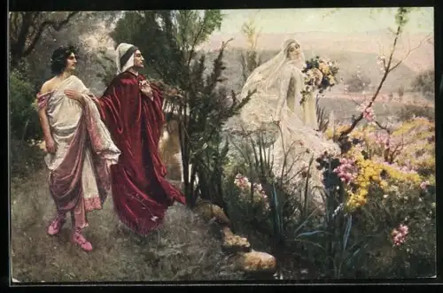 Künstler-AK Alighieri Dante und Mathilda