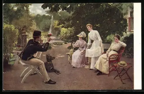 AK Der moderne Paris, Mann mit einer Dogge und Rose in der Hand