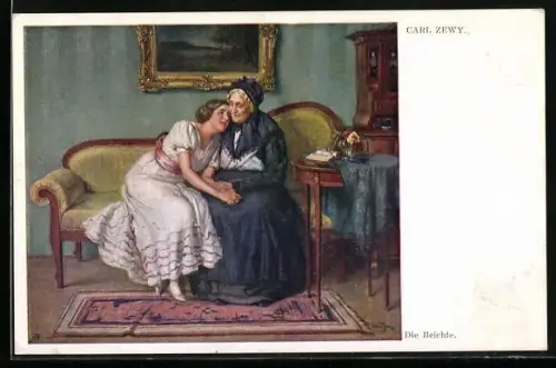 Künstler-AK Carl Zewy, Die Beichte eines jungen Fräuleins
