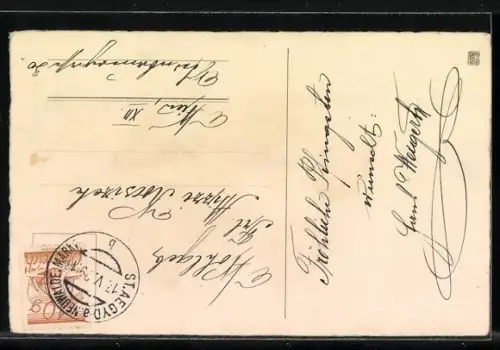 AK Maikäfer auf einem Zweig, Pfingstgruss