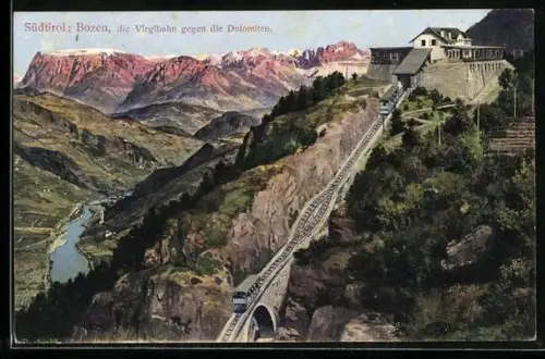 AK Bozen, Die Virglbahn gegen die Dolomiten