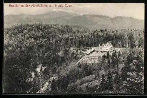 AK Mendel, Endstation der Mendelbahn mit Monte Roen