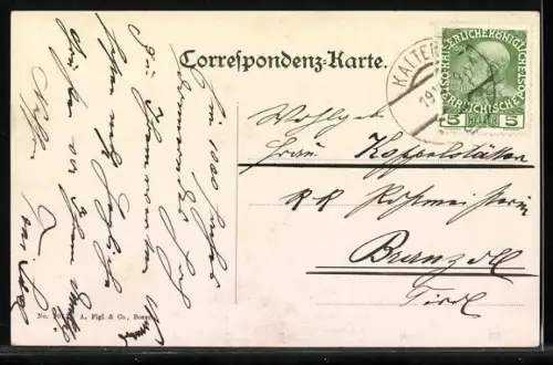 AK Mendel, Endstation der Mendelbahn mit Monte Roen