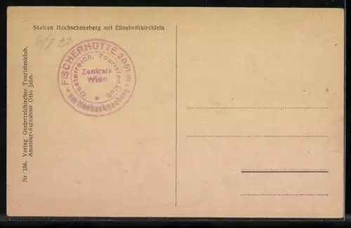 AK Station Hochschneeberg mit Elisabethkirchlein, Bergbahn