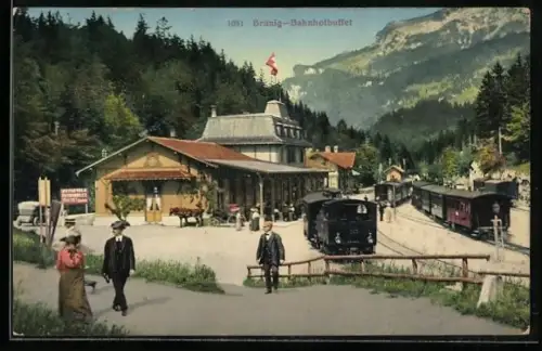 AK Brünig, Bahnhofbuffet, Eisenbahn