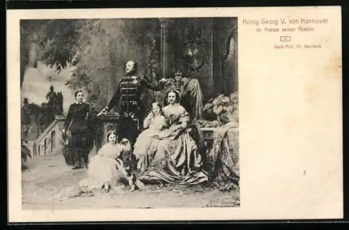 AK König Georg V. von Hannover im Kreise seiner Familie