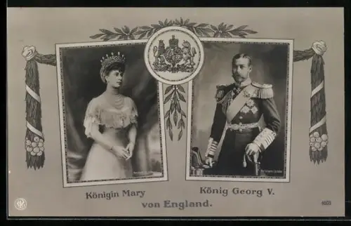 AK König Georg V. und Königin Mary von England