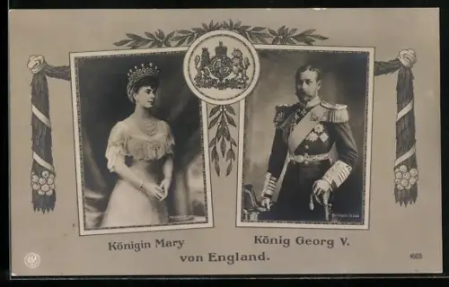 AK König Georg V. und Königin Mary von England