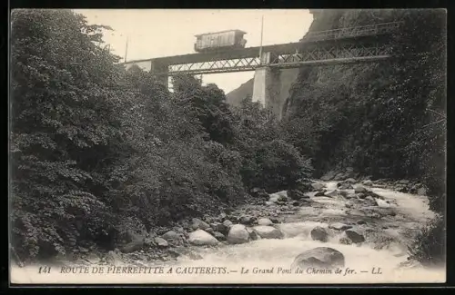 AK Pierrefitte, Route de Pierrefitte a Cauterets, Le Grand Pont du Chemin de Fer
