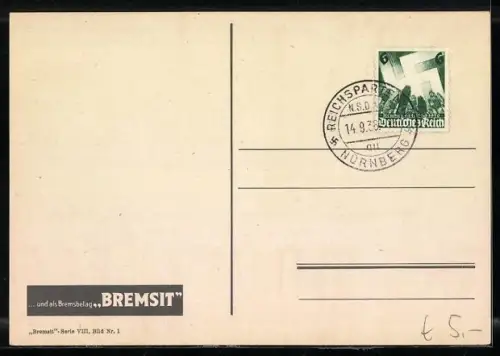 Künstler-AK Reklame für Bremsbelag Bremsit, Serie VIII Bild 1, Einem Autofahrer im Kreisel ist schwindlig