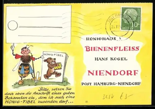 AK Biene mit der Honigfibel, Honighaus Bienenfleiss, Hans Kogel
