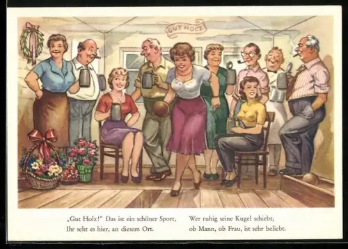 AK Damen und Herren trinken beim Kegeln
